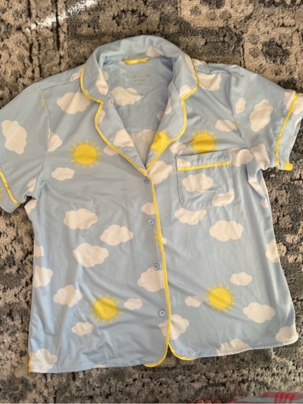Kate spade Sky Print Button-Up Pajama set with Sun & Clouds
